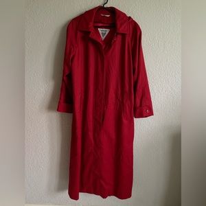 Marvin Richards Christmas Red Full Length Wool Coat Removable Hood Sz 8